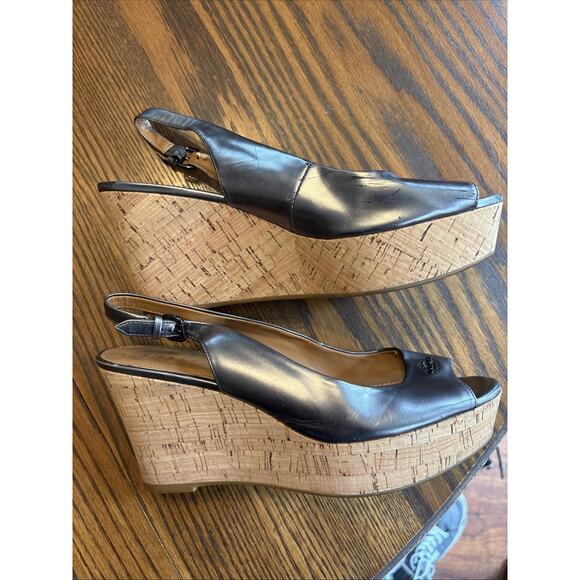 Coach open toe sling back wedges 9B **see Description** - Picture 2 of 10